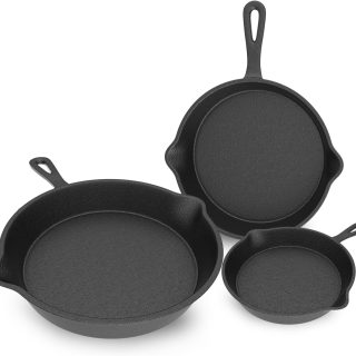 Cast iron Skillets 3 Piece Set, 6", 8", 10" Pans Cookware set Cast iron Pan For Frying,Saute,Cooking,Pizza,Oven,Stove,Grill,Induction Cooktop,Gas Range